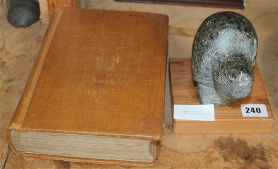 Head of dog and a book(-)